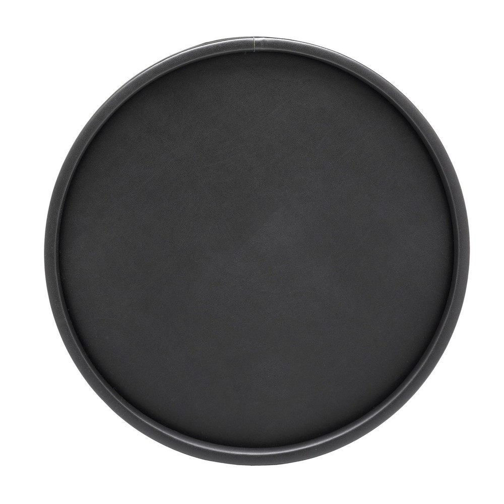 Kraftware Round Leatherette Serving Tray, Black – 14 Inch