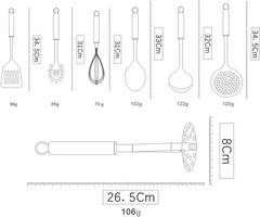 Cooking Utensil Set 8 Piece, Stainless Steel Kitchen Tool Set with Stand,Cooking