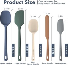 NEW ChefAide 5pc Silicone Spatula Set Heat Resistant Nonstick Cooking Tool Black
