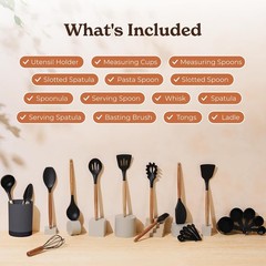 Kitchen Utensils Set – 22-Piece Silicone Cooking Utensils Set, Spatula Set wi…