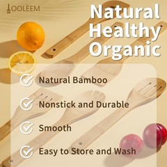 Cooking Utensil Set Bamboo Wooden Spoons Non-Stick Pan Safe Kitchen Tools 6pcs