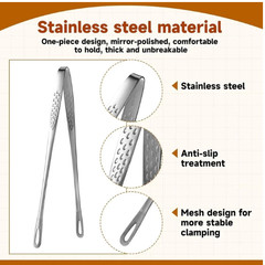 2× Stainless Steel Grill Tongs Cooking BBQ Steak Clamp Pastry Kitchen Tweezers
