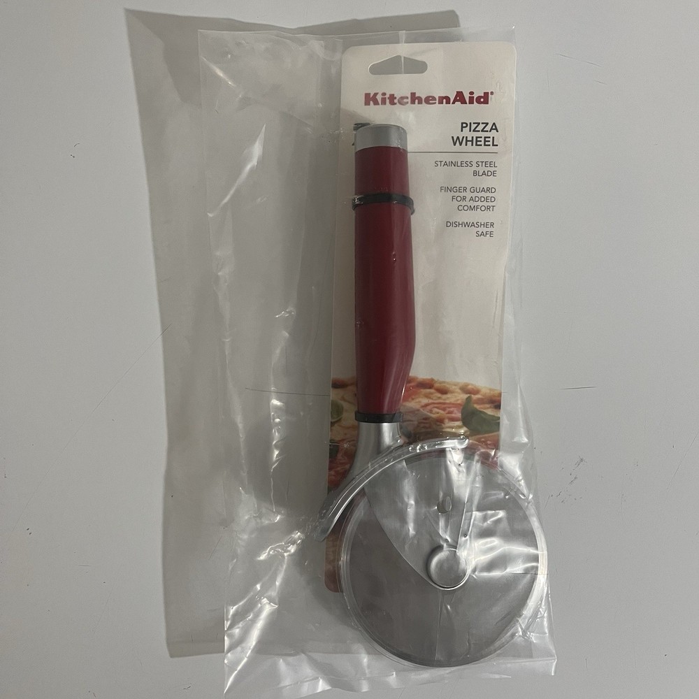 KitchenAid Stainless Steel Red Pizza Wheel With Finger Guard Brand New