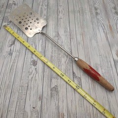 Vintage Chief Slotted Holes Long Spatula Red Wood Handle Farmhouse Rustic Turner