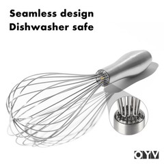 Stainless Steel Whisk 10 Inch Ergonomic Handle Dishwasher Safe Kitchen Tool