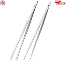 2 Pcs Kitchen Tweezer 12″ Straight & Round Tip Set Long Food Tongs Chef DIY Tool