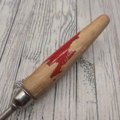 Vintage Chief Slotted Holes Long Spatula Red Wood Handle Farmhouse Rustic Turner