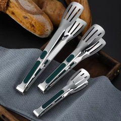 3Pcs Stainless Steel Kitchen Tongs Silicone Food Tongs Non-slip Steak Clamp BBQ