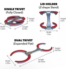 Trivae 4-in-1 Multi-Functional Lid Holder & Pot Stand – Flame Red Kitchen Trivet