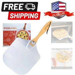 Pizza Peel 12 inch, Aluminum Pizza Paddle 12 x 14 inch with Foldable Wood Han…