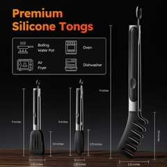 3 Packs Non Stick Kitchen Tongs with Silicone Tip for Cooking BBQ Baking 9″