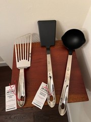 All Clad Utensils Set of 3 Slotted Spatula Non-Stick Solid Spatula & 6 oz Ladle