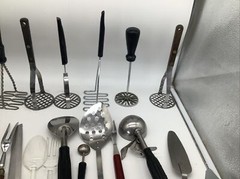 28 Metal + Plastic Wooden Stainless Kitchen Utensils Tools Fork Knife Mashers ++