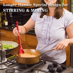 Long Handle Silicone Mixing Spoon, 12″ Stirring Spoons Nonstick Heat-Resistant R