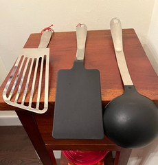 All Clad Utensils Set of 3 Slotted Spatula Non-Stick Solid Spatula & 6 oz Ladle