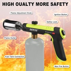 SEESE Powerful Propane Torch Gun,Kitchen Cooking Torch With One-Touch Max Fir…