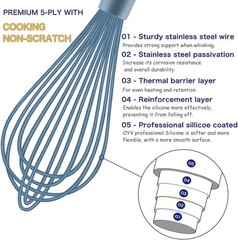 Dishwasher Safe Whisk, Professional Whisks, Stainless Steel & Silicone Wisk, Pla