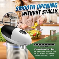 Electric Can Opener, One Press Start/Stop, Automatic portable, Black/White