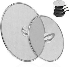 2-Pack Splatter Screens for Frying Pan – Stainless Steel Grease Splatter Guard w