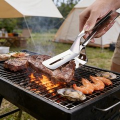 Food Clip Tongs Bread Meat BBQ Kitchen Cooking Tool Stainless Steel Steak Clamp