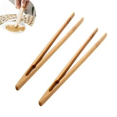 2PCS Pampered Chef 8″ Bamboo Wooden Kitchen Toaster Tongs