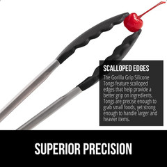 GORILLA GRIP Stainless Steel Bpa-Free Kitchen Tongs for Cooking, 7+9+12+14 Inch,