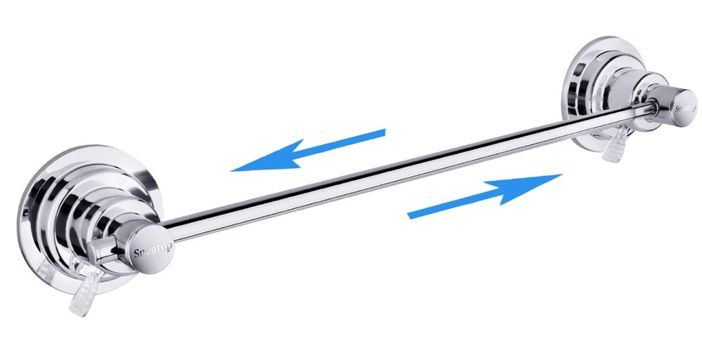 Barra Toallera Extensible De Acero Inoxidable 17-29 Pulgadas Con Ventosa Cromado