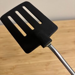 Vintage Ekco-Like Black White Plastic Slotted Spatula Turner Utensil Unbranded