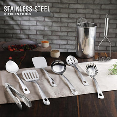 ® Premium Set of 10 Stainless Steel Kitchen Tool Set with Holder Easy to Clean,