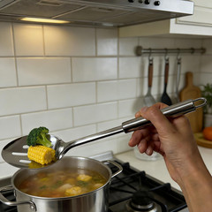 4 Pack Stainless Steel Cooking Spoon Set,Kitchen Large Cooking Spoons with Round