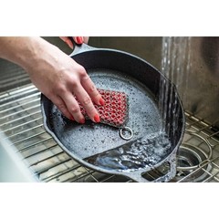 Chainmail Scrubber Red: Stainless Steel Cast Iron Cleaning Tool,