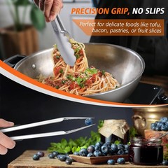Hotec Stainless Steel Kitchen Tongs Set of 2 – 9″ 2 pack: 9, 12 inch, Silver
