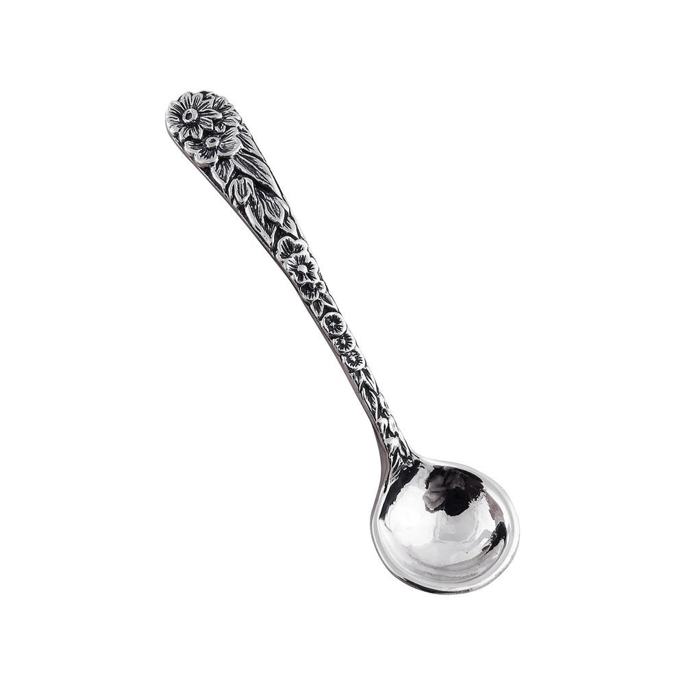 2″ Sterling Silver Floral Daisy Salt Spoon or Mustard Spoon, Polished Round B…