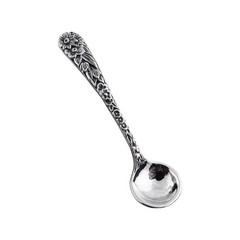 2″ Sterling Silver Floral Daisy Salt Spoon or Mustard Spoon, Polished Round B…