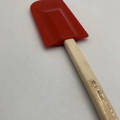 LE Creuset Red Silicone Spatula Scraper Wood Handle