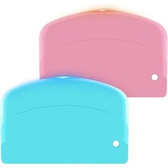 Bowl Scraper Spatula Set 2PCS Flexible Plastic Dough Cutter Kitchen Tool New