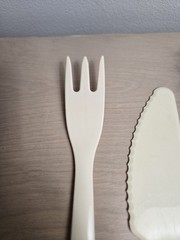 Vintage Tupperware Cooking Utensils Lot Set Of 3 Cream Plastic Pasta Spoon Knife