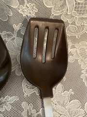 2 Vintage Ekco-Like Unbranded Nylon Slotted Spoons Serving Cooking 11.5” Brown