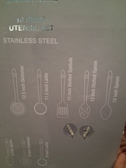Basic Essentials 10-Piece Stainless Steel Kitchen Tool Utensil Set Mirror Polish