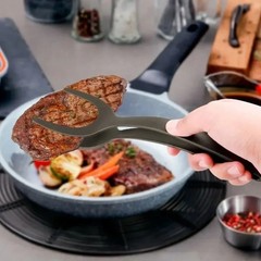 2 In 1 Nylon Grip Flip Tongs Egg Spatula Tongs Steak Spatula Fried Turners Tools