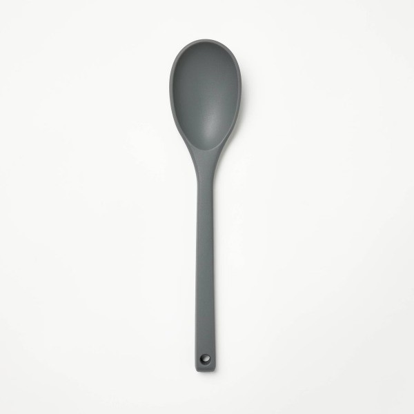 Silicone Solid Spoon Dark Gray Dishwasher-Safe Kitchen & Cooking Spoon