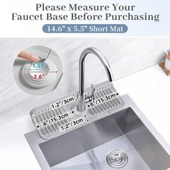 14.6 inch Faucet Mat for Kitchen Sink Splash Guard, 7° Slope Silicone Sink Wa…