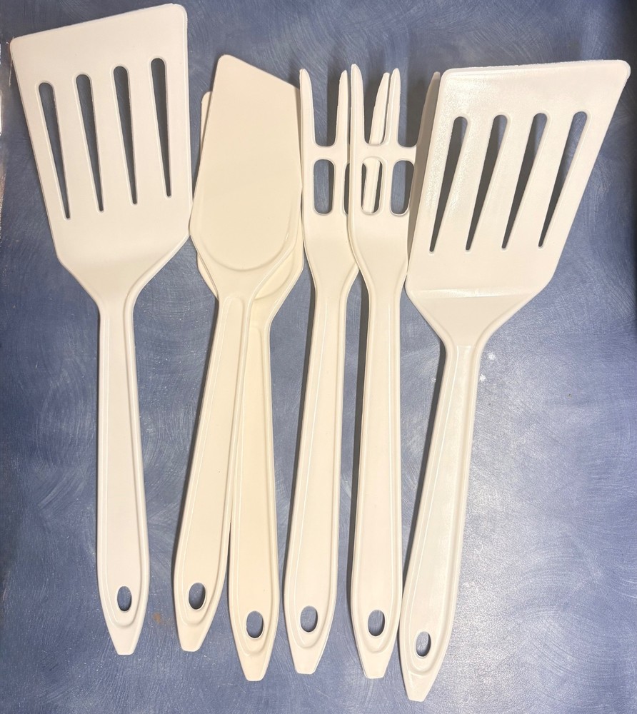 Hutzler 6 pcs set 2 Spatula 2 Scraper, 2 Fork Nylon Plastic Reinforced