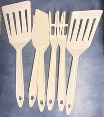 Hutzler 6 pcs set 2 Spatula 2 Scraper, 2 Fork Nylon Plastic Reinforced