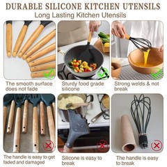Umite Chef Kitchen Cooking Utensils Set, 33 pcs Non-Stick Silicone xl, Black