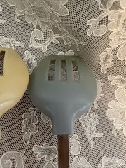 2 Vintage Ekco-Like Unbranded Nylon Slotted Spoon Serving Cooking 11.5” Blue Whi