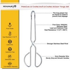 HINMAY Stainless Steel Kitchen Scissor 10 Inch & 13 Set of 2, Silver