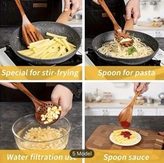 10PCS Wooden Kitchen Utensils Set Nonstick Cooking Spoons Spatula