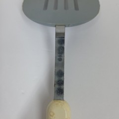 Vtg Bonny Nylon Round Wide Slotted Spatula Turner Flipper Blue Plastic