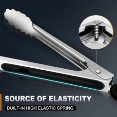 Set of 3 Tong For Cooking Heat Resistant 600Degrees Stainless Steel Kitchen Tong